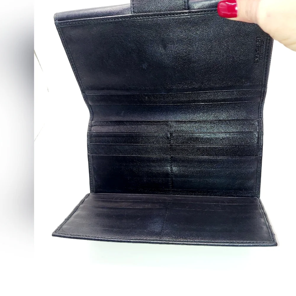 Bvlgari Black Lambskin Leather Long Wallet